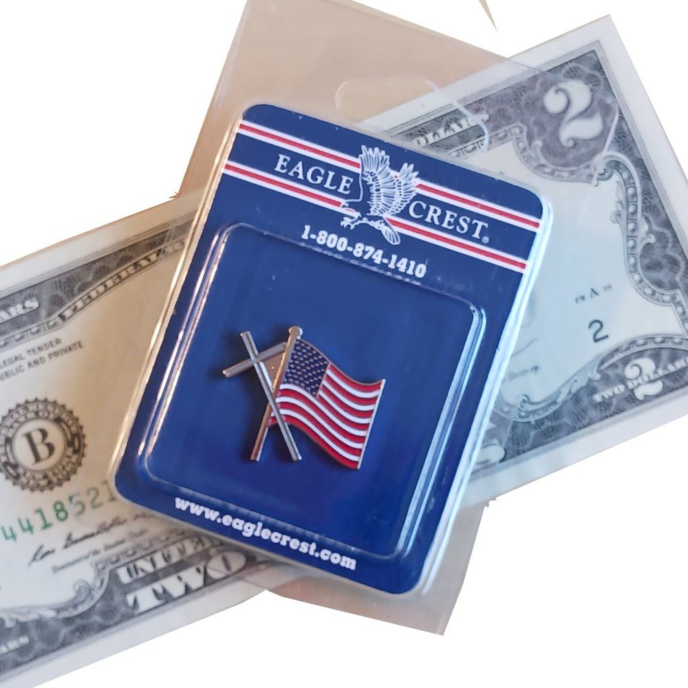 Flag with Cross Lapel Pin